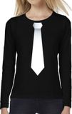 Bellatio Decorations Shoppartners Bv Stropdas wit long sleeve t-shirt zwart voor dames