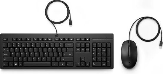 HP 225 Bedrade Muis en Toetsenbord - Zwart - USB - Numeriek Keypad