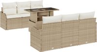 vidaXL Tuinbank Set 7-delig Beige Poly Rattan