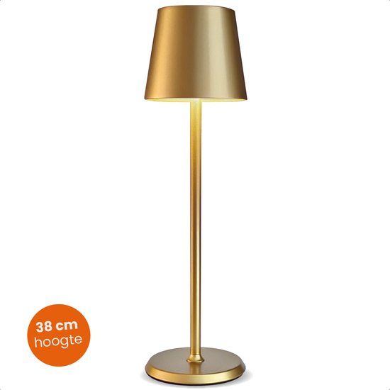 Goliving Tafellamp Oplaadbaar - Draadloos en dimbaar - 38 cm - Goud