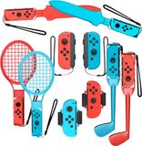Hurtel Nintendo Switch Sport 10-in-1 Familien-Zubehörset Rot und Blau