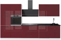 Vicco Complete keukeneenheid Fame-Line, Bordeauxrode hoogglans/Wit, 340 cm, WB Antraciet