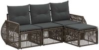 vidaXL Tuinbank - Set - 4 zitplekken - Grijs en Donkergrijs - Polyrattan