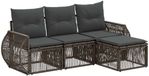 vidaXL Banc de jardin - Ensemble - 4 places assises - Gris et Gris foncé - Polyrattan