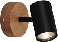 Briloner Leuchten WOOD & STYLE Wandlamp Zwart Metaal Hout GU10 Draaibaar