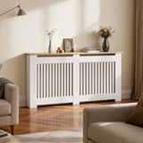 Merkloos Houten radiatoromsluiting met verticale lamellen, afmetingen 152 x 20 x 83 cm