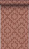Origin Wallcoverings Vliesbehang Linnen-look Aztecpatroon Terracotta Roze - 50 x 900 cm