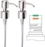 Merkloos 2-pack herbruikbare zeepdispenserpompkoppen, 304 roestvrij staal met geborstelde afwerking, 24/410 mm schroefdraad