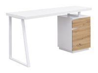 Vente-unique Bureau met 1 lade en 1 deur - MDF en staal - Kleur: Naturel en wit - GOTAMA