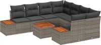 vidaXL Tuinbank - Set - 9 - st - Grijs - Poly - rattan