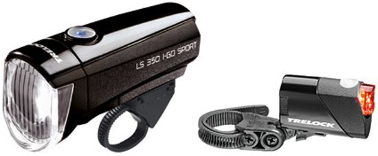 Trelock LS350 I-GO Sport + LS710 REEGO Fietsverlichting sets Beleuchtungsset zwart 2019 Fietsverlichting batterijen