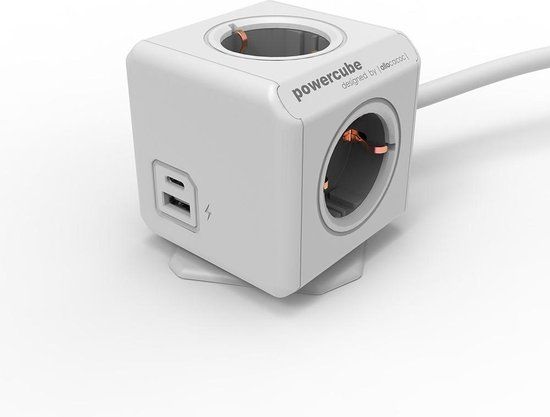 Allocacoc PowerCube Extended USB A+C - Wit