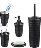 Merkloos Relaxdays badkamerset 5-delig - geborsteld rvs - modern - badkameraccessoires - antraciet