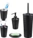 Merkloos Relaxdays badkamerset 5-delig - geborsteld rvs - modern - badkameraccessoires - antraciet
