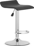 Leobert Barkruk FORT - Zwart Kunstleer, Chroom Basis, Modern Design, Hoogte Verstelbaar, 360° Draaibaar, Max. 120 kg
