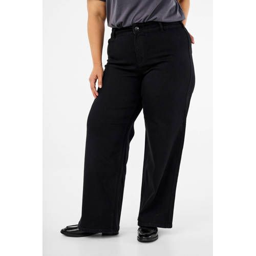 Zizzi high waist wide leg jeans black denim