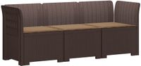vidaXL 3-zits tuinbank met kussens, rattan look, PP, bruin