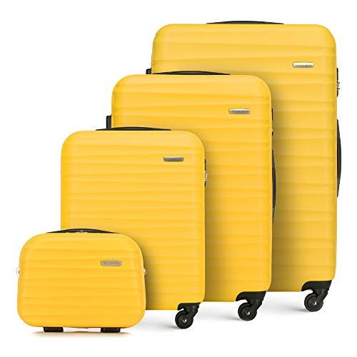 WITTCHEN Stevige koffers 4 stuks. Trolley koffer reiskoffer van ABS harde 4 wielen cijferslot Geel - 5900062154954
