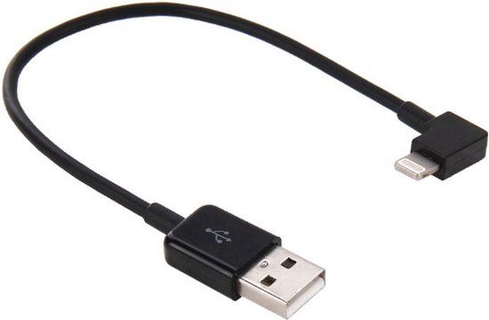 Jumalu Haakse Elbow Lightning kabel - USB 2.0 naar Lightning - 20cm - Zwart