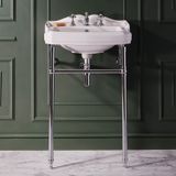 Hudson Reed Windsor Lavabo sur pieds métal - Design rétro – 59 cm – Porte-serviettes chromé – 3 trous