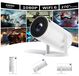 Mini-projecteur, réglable à 270°, Wi-Fi 6, Bluetooth, 1080p Full HD, portable