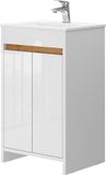 Vicco Set de salle de bain Lemgo Blanc laqué brillant 2 pièces