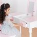 Teamson Kids Table de toilette en bois Enfants - Ensemble table et chaise - Rose/Blanc
