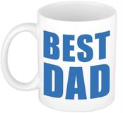 Bellatio Decorations Shoppartners Bv Mok Best dad - 300 ml - wit/blauw - vaderdag - cadeau - koffiemok - mokken
