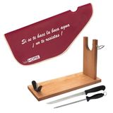 Well Home hamhouder van hout met V-greep + hammes (25 cm) en Chaira (21 cm) + hamhoes 'Tiberic'