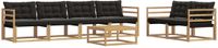 vidaXL - Acacia Hout Bank Loungeset 6-Persoons Wit en Zwart