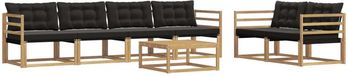vidaXL - Acacia Hout Bank Loungeset 6-Persoons Wit en Zwart