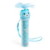 Back2Fun Draagbare mini-handventilator met 3 snelheden, USB-C oplaadbare batterij tot 2 uur looptijd, veilige bladen en stoffen handgreep om op te hangen, afmetingen Ø 22 x 130 mm, beer