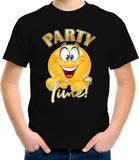 Bellatio Decorations Verkleed shirt jongens - Party Time - zwart - carnaval - voor kinderen 134/140