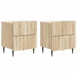 vidaXL Nachtkastje Sonoma Eiken 43 x 34,5 x 49,5 cm Bewerkt hout
