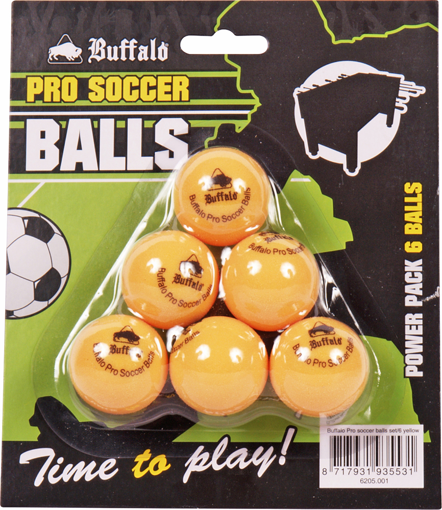 Buffalo Pro tafelvoetbal balletjes set/6pcs yellow