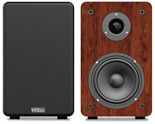 Wiibo - Karino 200 - paar HiFi-luidsprekers - vermogen 100 W - rek-luidspreker - basreflex-uitgang - 2-weg - compact ontwerp - 250 mm x 180 mm x 300 mm - kleur: walnoot, meerkleurig