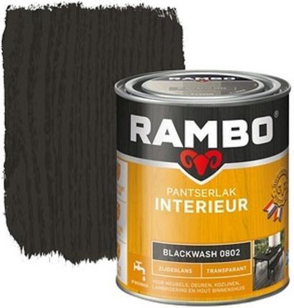 Rambo Pansterlak interieur Blackwash 0802 Zijdeglans Transparant - 250mL