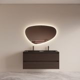 Boss & Wessing BWS Riga Badmeubelset met Asia Wastafel Zwart 120 cm Bruin Eiken
