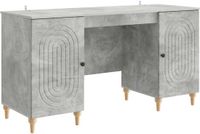 vidaXL Bureau Betongrijs 142,5 x 50 x 75 cm Bewerkt hout