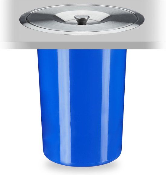 Relaxdays Afvalbakje aanrecht - 8 l - blauw