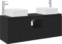 vidaXL Badkamerkast set Zwart Bewerkt hout 135 x 35 x 80 cm