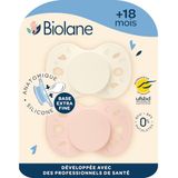 BIOLANE - Anatomische speen - Extra dunne fopspenen - 18+ maanden - Roze en beige - Platte en omkeerbare speen - Optimaal comfort - Respect voor de mondontwikkeling - Veilige en duurzame materialen