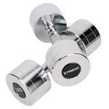 TREXO Verchroomde halterset, 2 x 7 kg, stalen halters met antislip handgreep