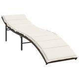 VidaXL Fauteuil Zitting gecapitonneerd Polyrattan Acier Crème Blanc