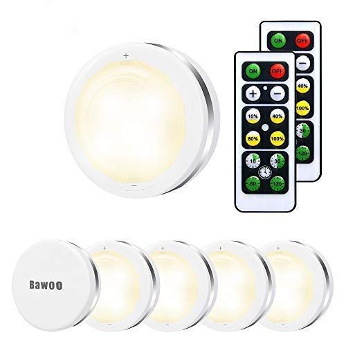 BAWOO Kastverlichting, LED-kastverlichting, 6-delig, nachtlampje met afstandsbediening, trap, licht, onderbouwlamp, batterijvoeding, kastverlichting voor slaapkamer, kledingkast, keuken