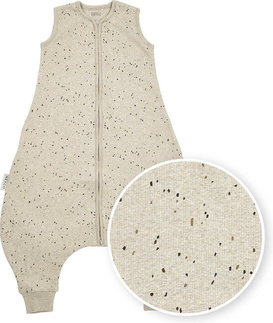 Meyco Baby Rib Mini Spot baby zomer slaapoverall jumper - sand melange - 104cm - 0.5 TOG