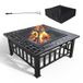 VOUNOT Outdoor vuurplaats met gaasdoek, multifunctionele verwarmingspannen voor tuin, terras, balkon, houtkachel, 81 x 81 x 45 cm, zwart