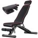 Banc d'entraînement - Banc de musculation - Dossier réglable - Assise réglable - Pliable - Entraînement de force - Noir