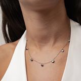 Hey Happiness Hartjes Ketting Dames - RVS - Zilver - Bedelketting met Hartjes - Waterproof - Verstelbaar - Valentijnscadeau Voor Haar