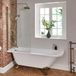 Hudson Reed Legend Baignoire îlot semi-îlot d'angle gauche Blanc 168,5 x 75 cm Pare-baignoire or brossé Pieds or brossé